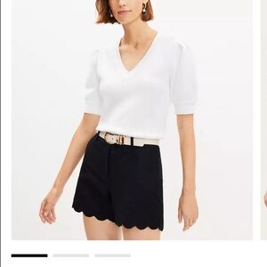 LOFT Riviera Shorts In Scalloped Linen Cotton
Size: 4, Black NWT